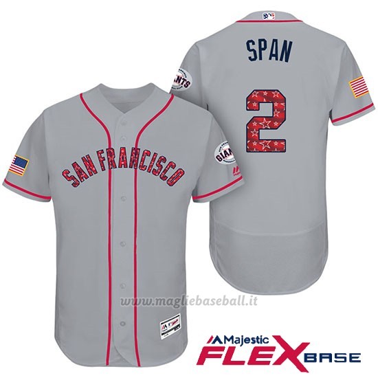 Maglia Baseball Uomo San Francisco Giants 2017 Estrellas y Rayas Denard Span Grigio Flex Base